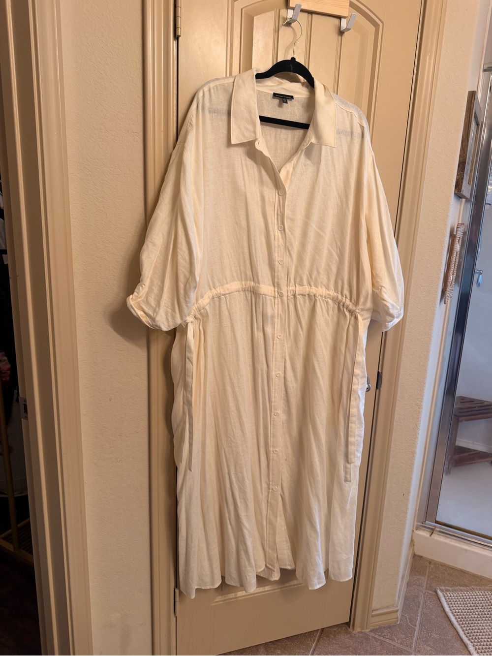 Universal Standard Relaxed Shirt Dress in Cream